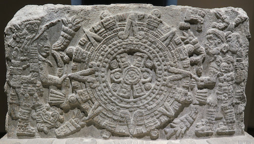 Image of the backrest of the Temple Stone, named the Teocalli (temple) of the Sacred War